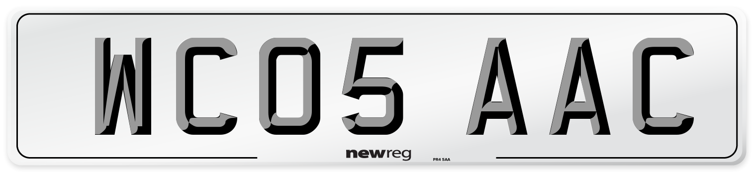 WC05 AAC Number Plate from New Reg